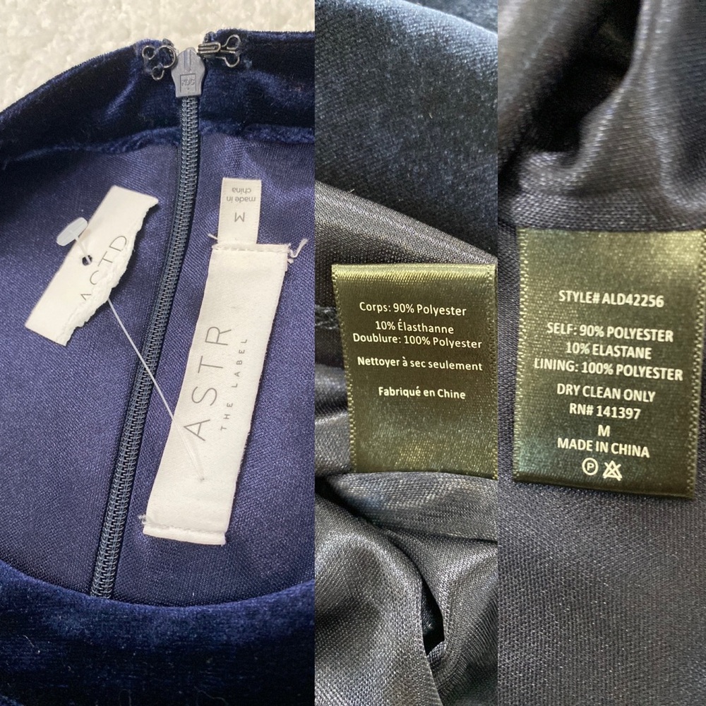 NWOT ASTR The Label One-Shoulder Velvet Body-Con Mini Dress Navy Blue Size M 💙 - Picture 8 of 12